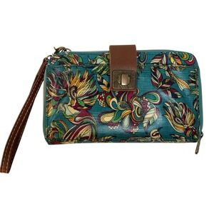 Sakroots Artist Circle Birds Of Paradise Wallet Wristlet Full Zip Feathers